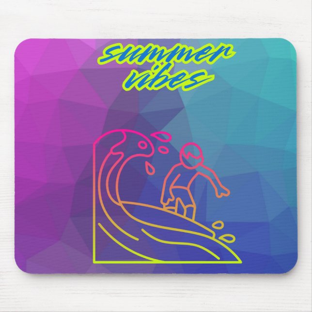 Summer vibes boy surfing. mouse pad (Front)