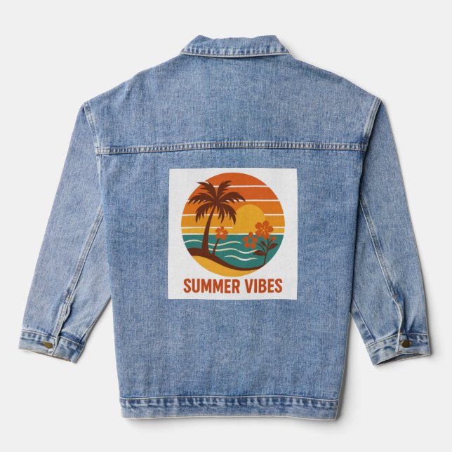Summer Vibes – Bright, Tropical, and Fun Design Denim Jacket (Back)