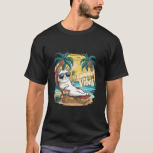 Summer Vibes Cat Tropical Beach T-Shirt