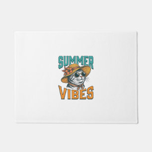 Summer Vibes Cat Vintage Engraving Design_1 Doormat