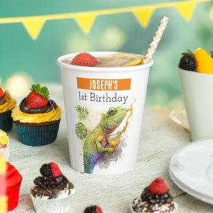 Summer vibes Chameleon - 1st birthday - Paper Cups