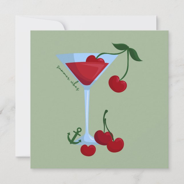 Summer Vibes Cherry Greeting Card (Front)