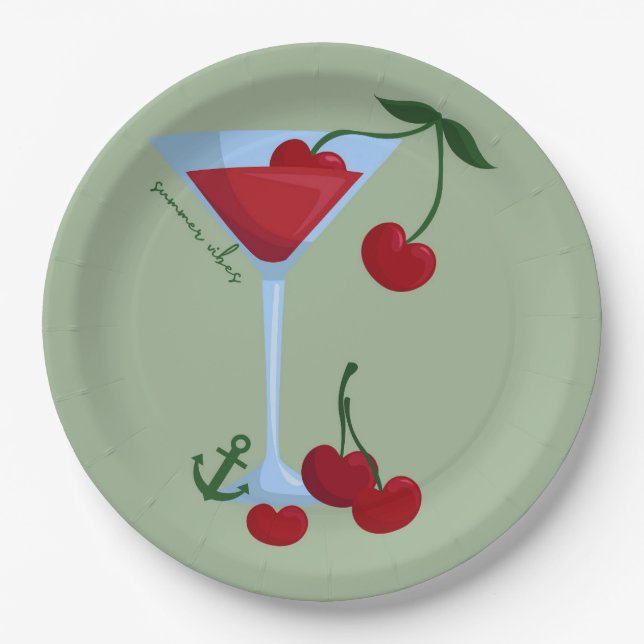 Summer Vibes Cherry Paper Plate (Front)