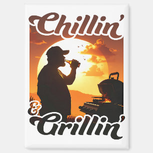Summer Vibes Chillin’ & Grillin' Silhouette Magnet