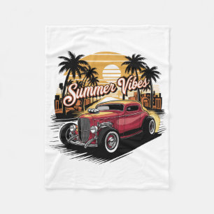 Summer Vibes Classic Car Fleece Blanket