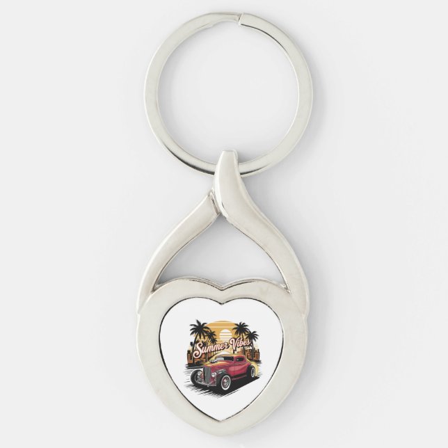 Summer Vibes Classic Car Key Ring (Front)