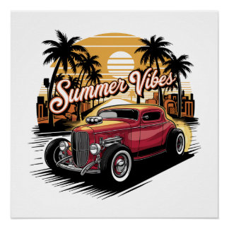 Summer Vibes Classic Car Poster