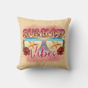 Summer Vibes Coastal Beach Sunglasses Design Cushion
