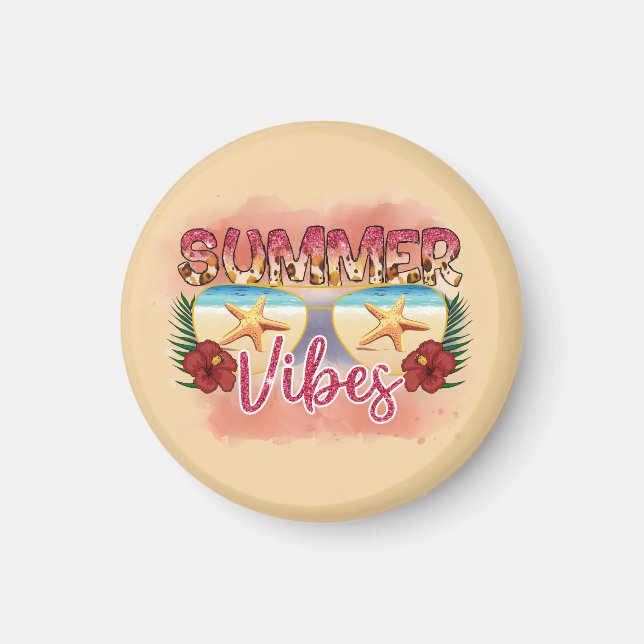 Summer Vibes | Coastal Beach Sunglasses Design Magnet (Front)