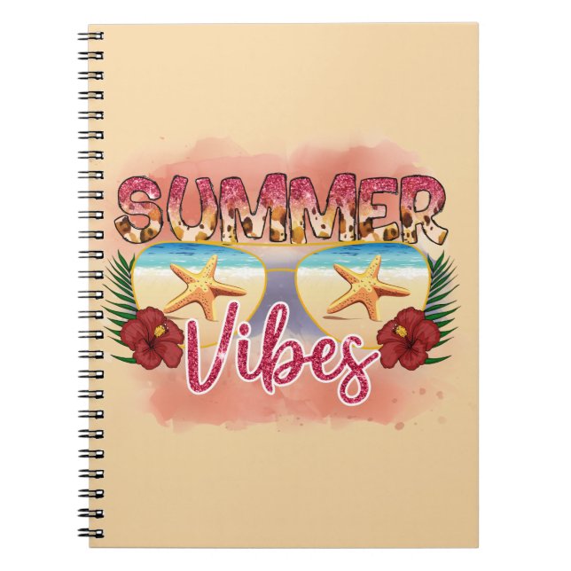 Summer Vibes | Coastal Beach Sunglasses Design Notebook (Front)