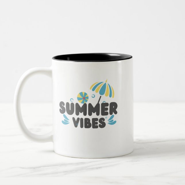 Summer Vibes Coffee Mug | Beach Umbrella Mug | (Left)