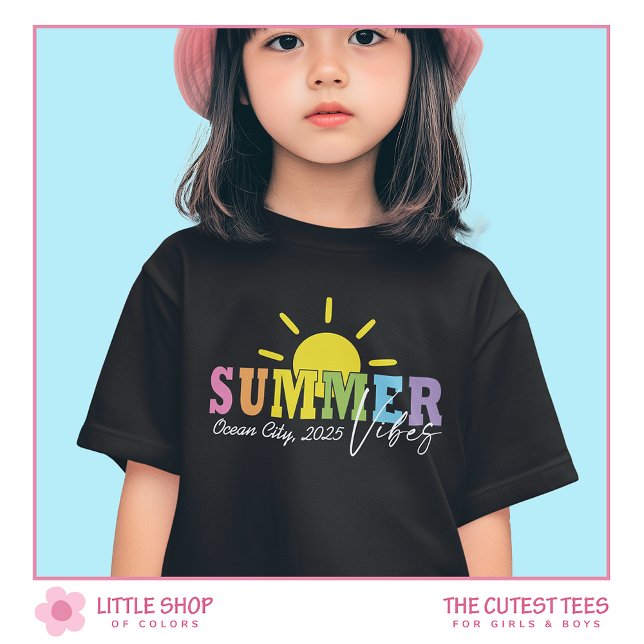 Summer Vibes Colourful Typography Girls T-Shirt (Creator Uploaded)