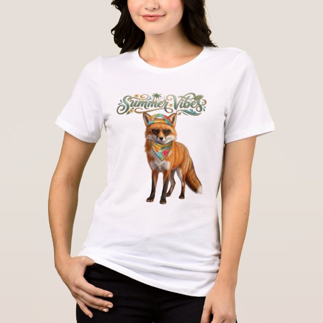 Summer Vibes Cool Fox Tri-Blend Shirt (Front)