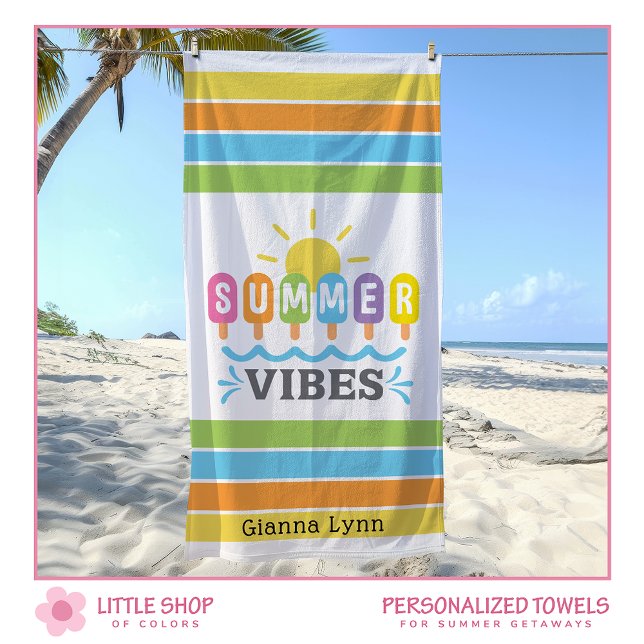 Summer Vibes Customisable Girls Beach Towel (Creator Uploaded)