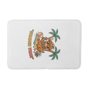 Summer Vibes Cute Highland Cow Beach Vacation Shir Bath Mat