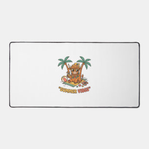 Summer Vibes Cute Highland Cow Beach Vacation Shir Desk Mat
