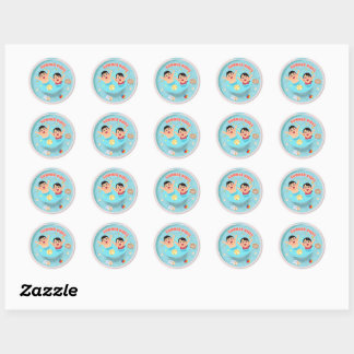 Summer Vibes Cute Pool Party Round Sticker for Kid
