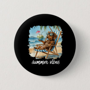 Summer Vibes Dachshund Dog Lover Animal Beach 6 Cm Round Badge