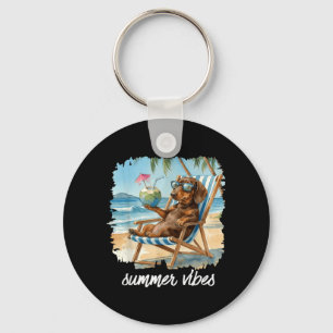 Summer Vibes Dachshund Dog Lover Animal Beach Key Ring