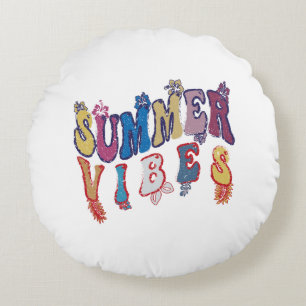 Summer vibes design round cushion