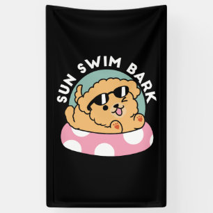 Summer Vibes Dog – Floating Puppy with Sunglasses Banner