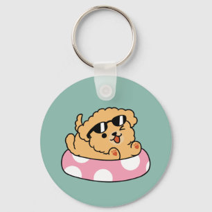 Summer Vibes Dog – Floating Puppy with Sunglasses Key Ring