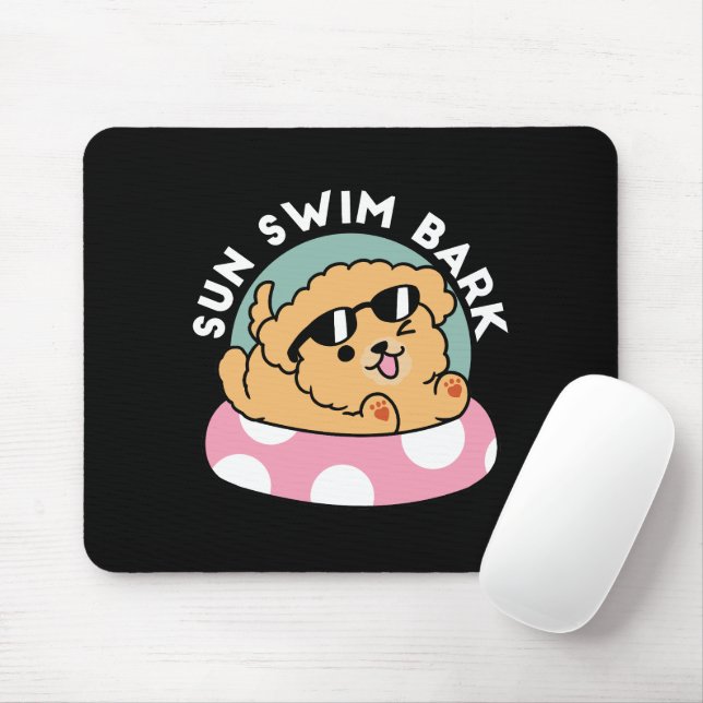 Summer Vibes Dog – Floating Puppy with Sunglasses Mouse Pad (With Mouse)