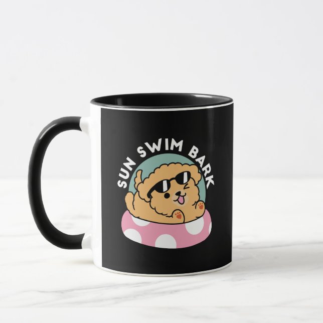 Summer Vibes Dog – Floating Puppy with Sunglasses Mug (Left)