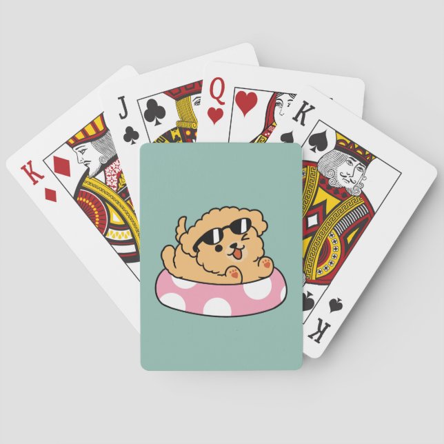 Summer Vibes Dog – Floating Puppy with Sunglasses Playing Cards (Back)