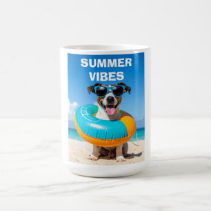 Summer vibes dog on beach coffee mug