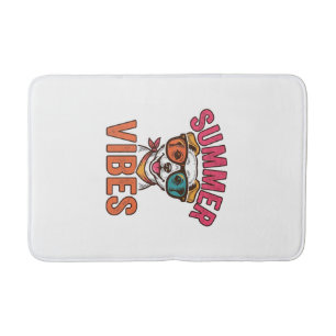 Summer Vibes Dog Sunglasses Vintage Shirt Design_1 Bath Mat