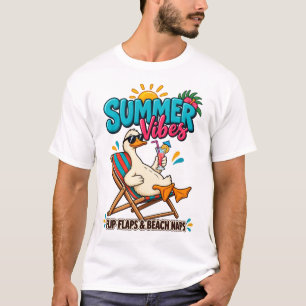 Summer Vibes Duck – Flip Flops & Beach Naps T-Shirt