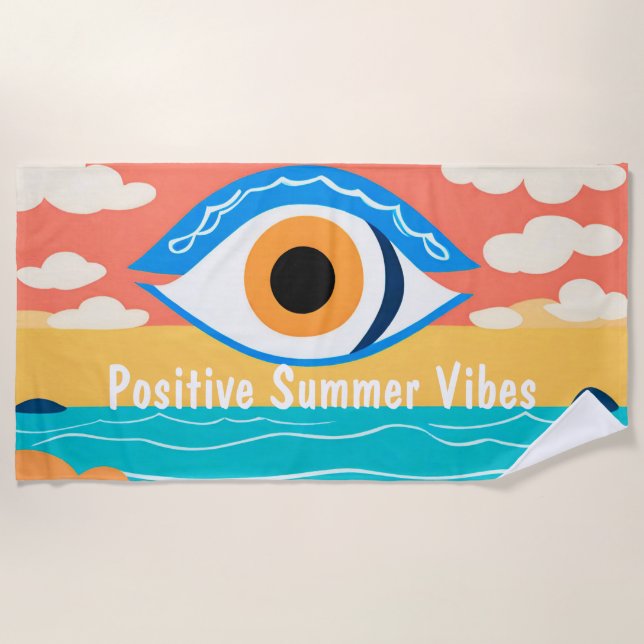  Summer Vibes Evil Eye Modern Beach Towel (Front)