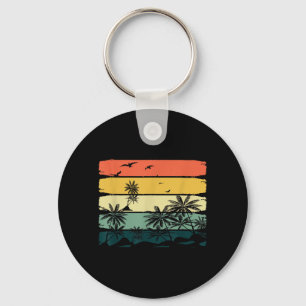 Summer Vibes Exotic Palm Trees Retro Tropical Key Ring