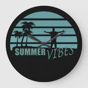 summer vibes family vacation large clock