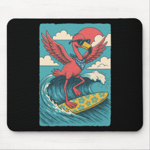 Summer Vibes Flamingo Surfing Beach Vibes Vacation Mouse Pad
