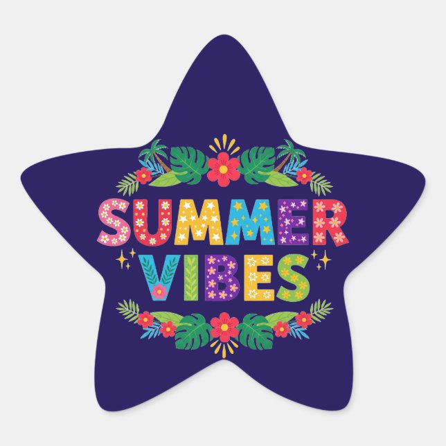 Summer Vibes Floral Design-54504 Hoodie Star Sticker (Front)