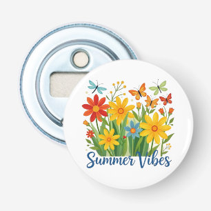 Summer Vibes Floral with Butterflies Bottle Opener