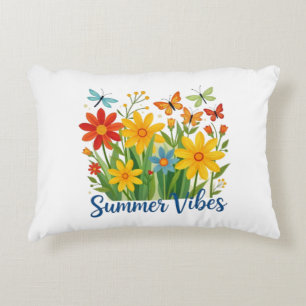 Summer Vibes Floral with Butterflies Decorative Cushion