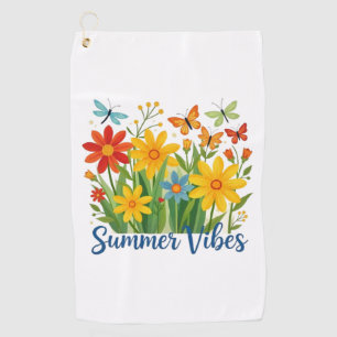 Summer Vibes Floral with Butterflies Golf Towel