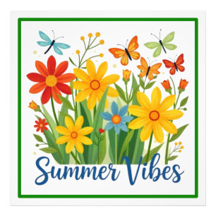 Summer Vibes Floral with Butterflies Photo Print