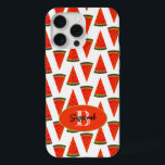 Summer Vibes Fun Watermelon Slices Pattern iPhone 15 Pro Max Case<br><div class="desc">The design features a summer favourite snack watermelon slice pattern with monogram initial letter and template name inside an oval. Personalise the text,   remove one or the other text elem, ent or edit using the design tool to select a font style,  size,  and colour you prefer.</div>