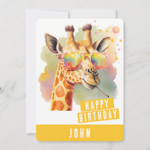 Summer vibes Giraffe Birthday Card