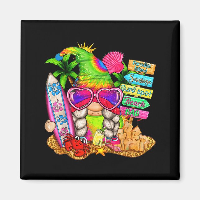 Summer Vibes Gnomes Beach Party Cute Gnome Hello S Magnet (Front)