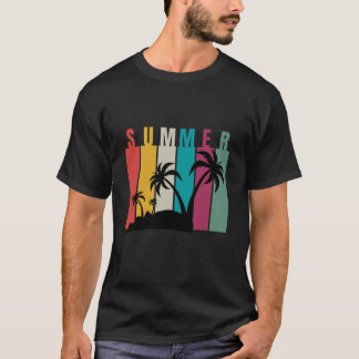 Summer Vibes Graphic Tee – Retro Palm Trees, Cool 
