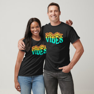 Summer Vibes Heat Lettering Dark Black T-Shirt