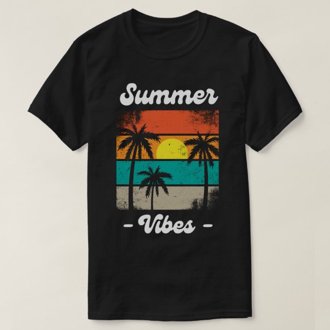 Summer Vibes Holiday Vacation Beach Funny T-Shirt (Design Front)