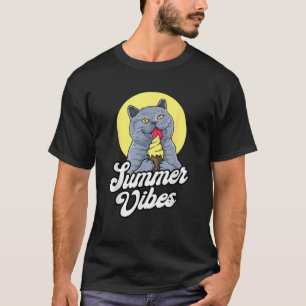Summer Vibes Ice Cream Cone British Shorthair Cat T-Shirt