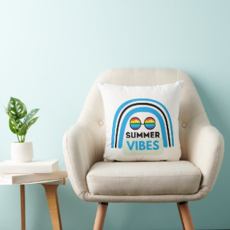 Summer Vibes Illustration Typography Cushion