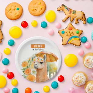Summer vibes Llama - Birthday Party - Paper Plate